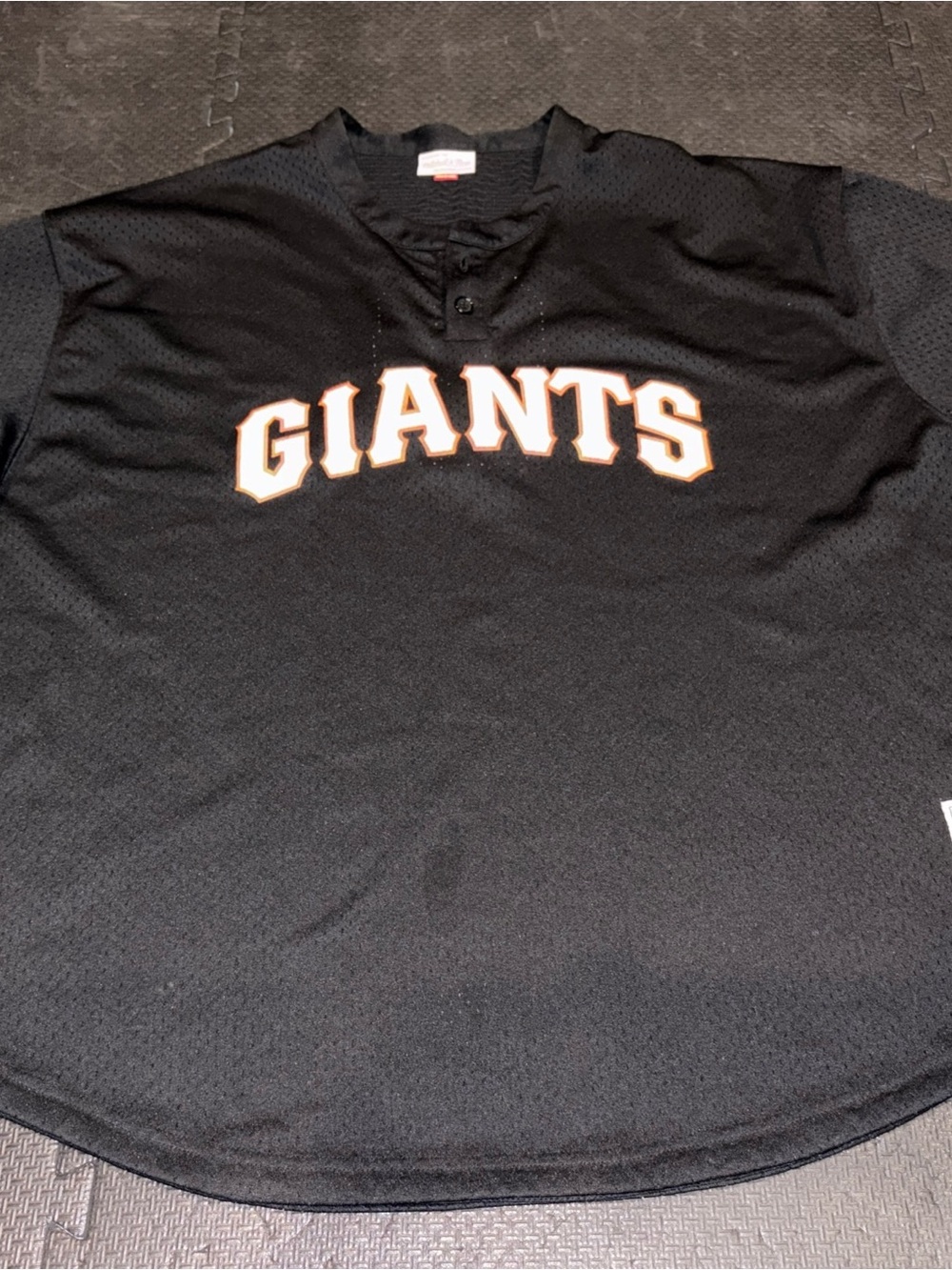 Mitchell & Ness Black Giants Mesh Jersey with Orange/White Lettering
